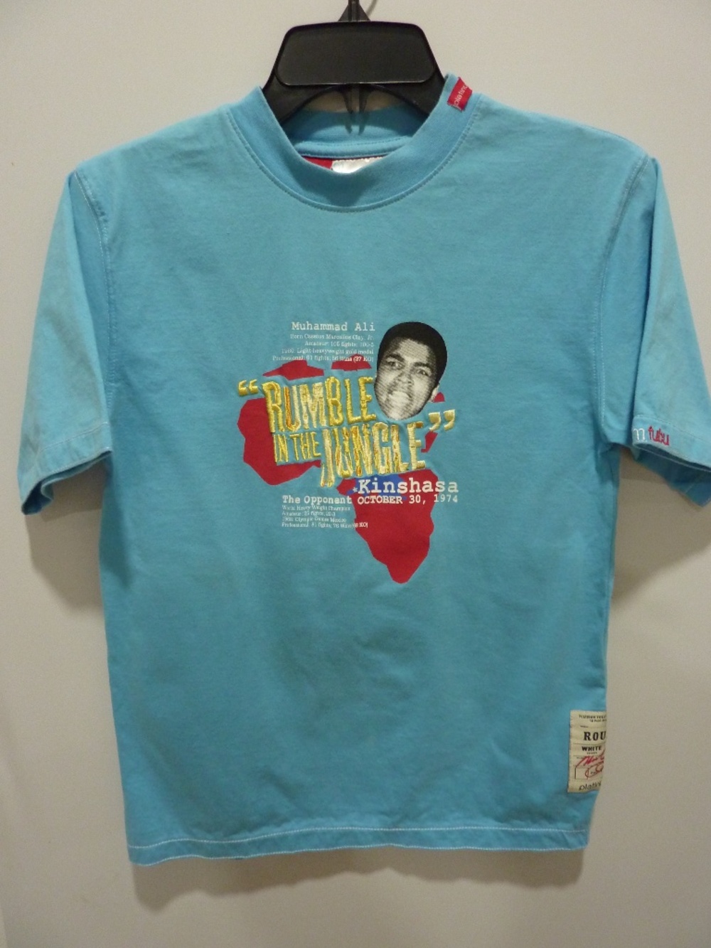 VINTAGE Y2K Platinum FUBU JUNIORS S Muhammad Ali Boxing Graphic T Shirt BLUE